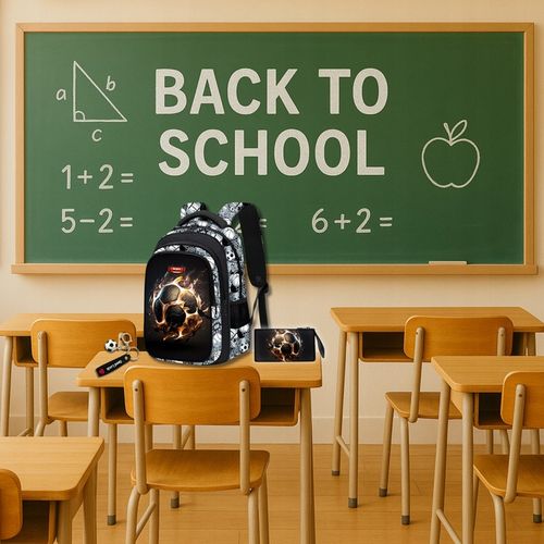 PLECAK SZKOLNY DLA CHŁOPCA PIŁKA NOŻNA TORNISTER MŁODZIEŻOWY + PIÓRNIK USB na Arena.pl