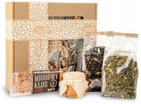 ZESTAW PREZENTOWY W PUDEŁKU HERBATY SŁODYCZE NATURALNY PODZIĘKOWANIE
