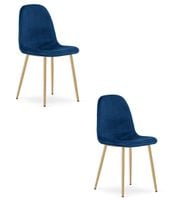 Krzesło granatowe welurowe PADVA nogi dąb do jadalni kuchni salonu x2