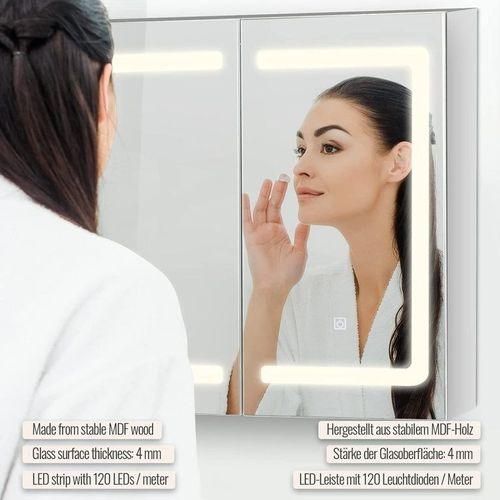 MIADOMODO Szafka z lustrem z oświetleniem LED, 65 x 65 cm na Arena.pl