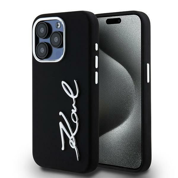 etui karl lagerfeld silicone metal       script logo do iphone 15 pro zdjęcie 1