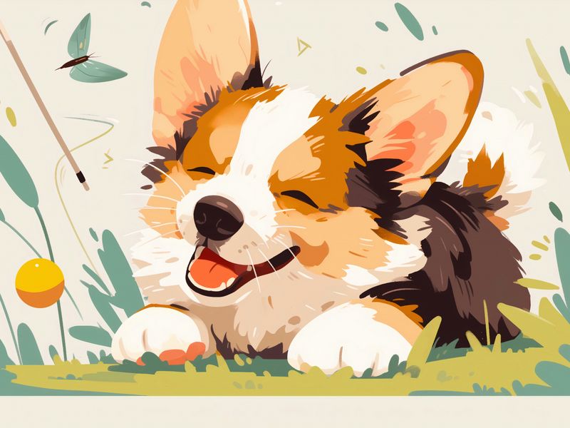 Plakat 80x60cm Beztroski Corgi zdjęcie 1