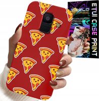 ETUI DO SAMSUNG A6 2018 - WZÓR Z WESOŁĄ PIZZĄ NA CZERWONYM TLE