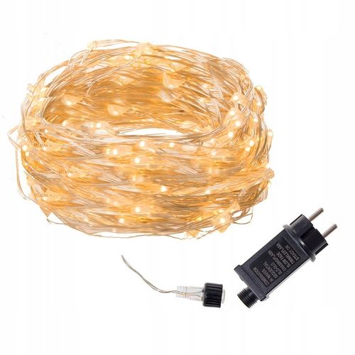 LAMPKI DRUCIKI 100 LED 13m ZEW/WEW MIKRO NA PRĄD 8 FUNKCJI CIEPŁE ZASILACZ na Arena.pl