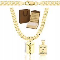 ZŁOTY PEŁNY ŁAŃCUSZEK MĘSKI PANCERKA Z MEDALIKIEM PR. 925 585 GRAWER