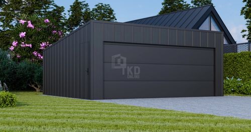 Garaż blaszany 6x6m brama segmentowa drzwi blacha na rąbek dach TKD382 na Arena.pl