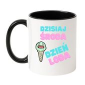 KUBEK "DZISIAJ ŚRODA DZIEŃ LODA" Wzór - Klasyczny Biało-Czarny 330 ml