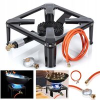 PALNIK GAZOWY TABORET ŻELIWNY KUCHENKA 40x40cm 8kW ZESTAW WĄŻ REDUKTOR