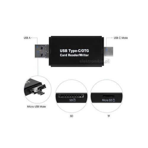 Adapter Typu C, Micro USB OTG, 2x czytnik kart na Arena.pl