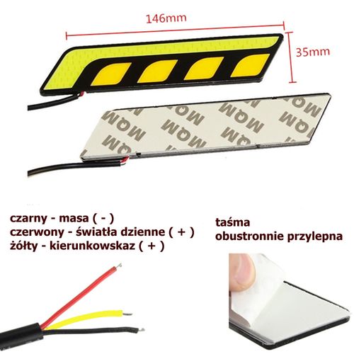 ŚWIATŁA DRL COB LED 20W dzienne + kierunkowskaz na Arena.pl