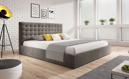 ŁOŻKO TAPICEROWANE VERO Z PODNOSZONYM STELAŻEM POJEMNIKIEM POŚCIEL 160x200 na Arena.pl