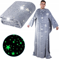 BLUZA OVERSIZE CIEPŁY KOC KOCO SZLAFROK KIESZENIE ŚWIECĄCY RĘKAWY SZARY