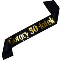Gorący 50-latek - czarna szarfa ze złotym nadrukiem