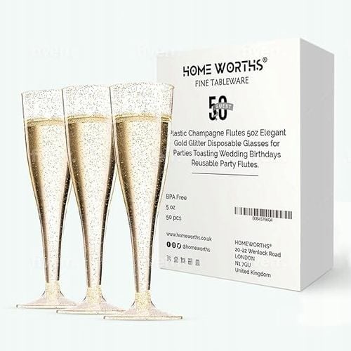 JEDNORAZOWE KIELISZKI DO SZAMPANA plastikowe 48 SZT NA STOPCE zestaw na Arena.pl