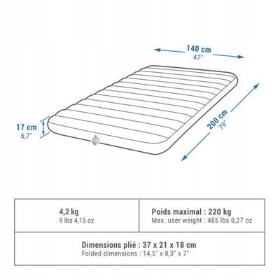 Materac kempingowy Quechua Air Comfort 140 cm 2-osobowy zdjęcie 2