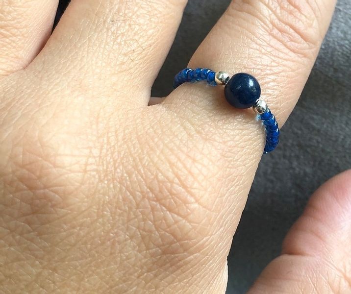 PIERŚCIONEK Z AGATEM TURMALINOWYM KORALIKI INDYGO zdjęcie 2