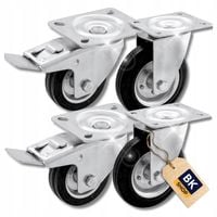 ZESTAW JEZDNY KÓŁ KÓŁEK KOŁA GUMOWE 4 szt 75 mm 160 kg Z HAMULCEM