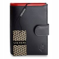 Portfel Męski Skórzany Ze skóry STEVENS Zapinany RFID Czarny PREMIUM Q2