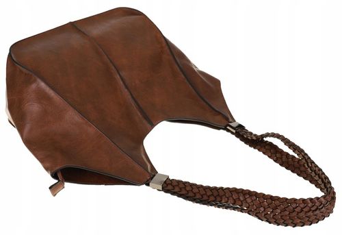 Torebka Damska na Ramię Włoskiej Marki Torba Miejska Shopper L16730 Brązowa na Arena.pl