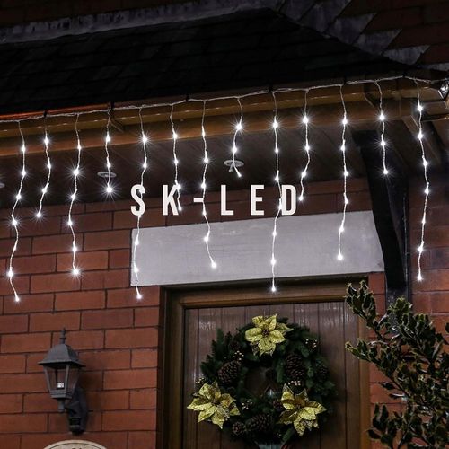 KURTYNA ŚWIETLNA 200 LED 9,5m SOPLE GIRLANDA LED BIAŁA ZIMNA PROGRAMATOR na Arena.pl