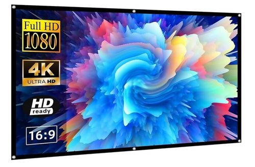 Duży EKRAN PROJEKCYJNY mata przenośna zwijana 100” 221x124 16:9 HDREADY 4K na Arena.pl