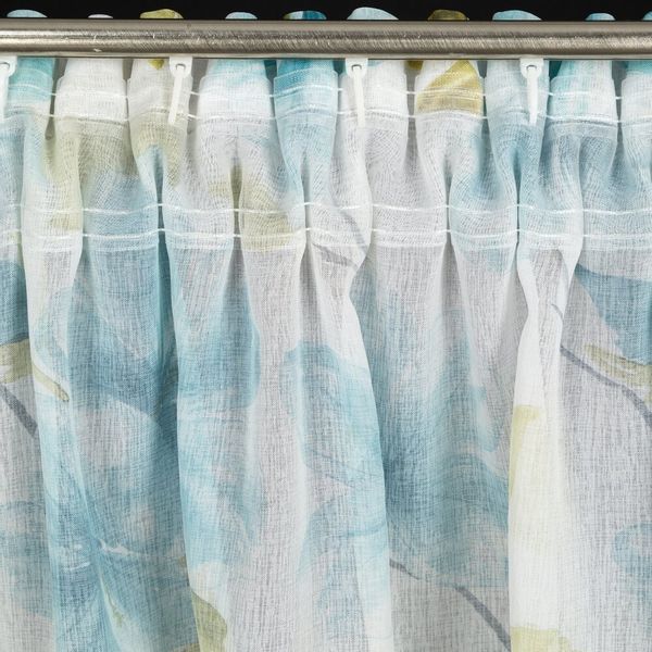 Firana gotowa na taśmie SOFIA 140x270 biała niebieska w kwiaty zdjęcie 13