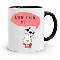 Kubek Czarny Dzień Babci Dzień Dobry Babciu! Z Nadrukiem Ze Zdjęciem