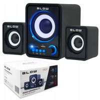 ZESTAW GŁOŚNIKÓW KOMPUTEROWYCH SUBWOOFER 2.1 USB SD AUX RADIO FM LED 11W
