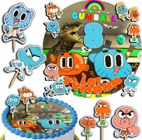 ZESTAW OPŁATEK NA TORT 20CM + TOPPERY PAPIEROWE - GUMBALL + IMIĘ 15CM 18CM