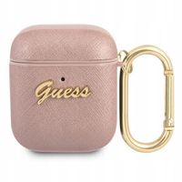 Guess GUA2SASMP AirPods cover różowy/pink Saffiano Script Metal Collection