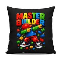Master builder - czarna poduszka na prezent KLOCKI WZÓR OKAZJA