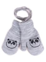 Rękawiczki chłopięce jednopalczaste szare z pandą 10 YOCLUB