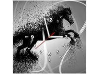 40X40CM ZEGAR CZARNO BIAŁY KOŃ GMENTARYZACJA JAKUB BANAŚ OBRAZ