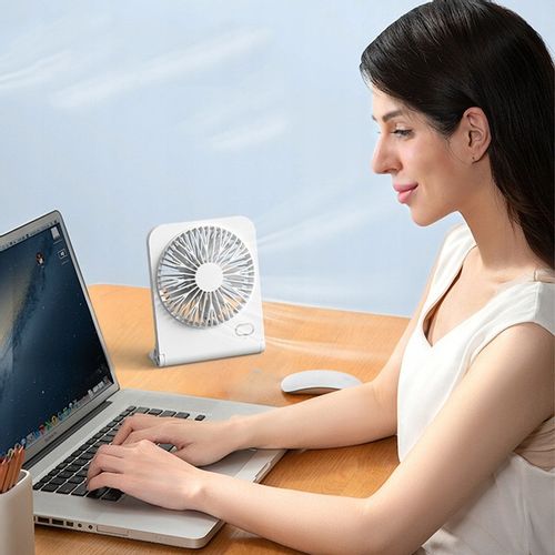 Wiatrak Wentylator Biurkowy Mini Wentylator Biurkowy USB 3 Prędkości Biały na Arena.pl