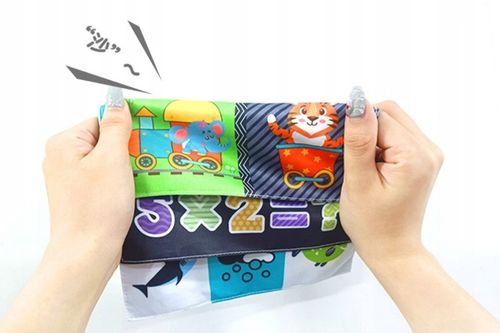 SORTER PUDEŁKO Z CHUSTECZKAMI PLUSZOWE SENSORYCZNE MONTESSORI WÓZ STRAŻACKI na Arena.pl