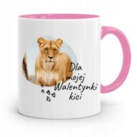 Kubek Różowy Na Walentynki Dla Walentynki Kici Z Nadrukiem Ze Zdjęciem