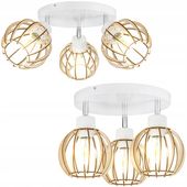 LAMPA WISZĄCA SUFITOWA ŻYRANDOL DREWNIANA REGULOWANA 3 RUCHOME KLOSZE
