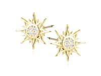 POZŁACANE SREBRNE KOLCZYKI SŁOŃCE BIAŁE CYRKONIE