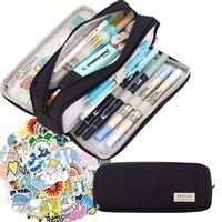 DUŻY PIÓRNIK WIELOFUNKCYJNY SASZETKA TRZYKOMOROWY CZARNY SZKOLNY DO SZKOŁY