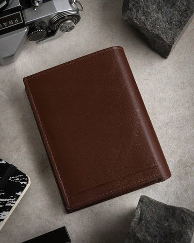 elegancki portfel męski ze skóry naturalnej, bez zapięcia - rovicky na Arena.pl