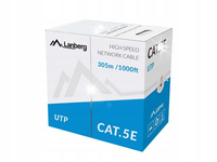 Kabel UTP Lanberg kat. 5e 305m drut CU szary