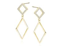 POZŁACANE WISZĄCE SREBRNE KOLCZYKI ROMBY CYRKONIE