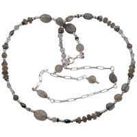 Naszyjnik regulowany - Labradoryt, hematyt i srebro