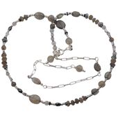 Naszyjnik regulowany - Labradoryt, hematyt i srebro