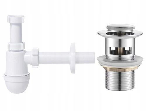 ZESTAW: SYFON UMYWALKOWY DO UMYWALKI + KOREK KLIK-KLAK Z PRZELEWEM na Arena.pl