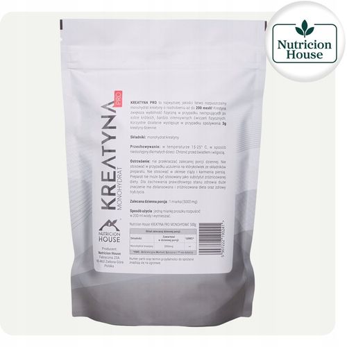 KREATYNA PRO MONOHYDRAT 500G - CZYSTA, BEZ DODATKÓW 200 MESH aż 100 PORCJI! na Arena.pl