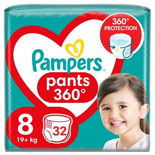 Zestaw Pampers Pants Pieluchomajtki, 19kg+, rozmiar 8, 2 x 32 szt + GRATIS na Arena.pl