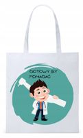 Dla Dentysty Stomatologa Torba Eco Biała Shopper Z Nadrukiem Ze Zdjęciem