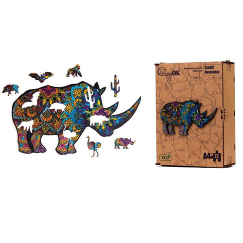 Puzzle Drewniane Eko 72 El. Rzadki Nosorożec A4 Puza4-01740 na Arena.pl