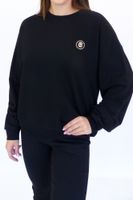 Czarna Bluza Damska z Drapowanymi Rękawami L/XL